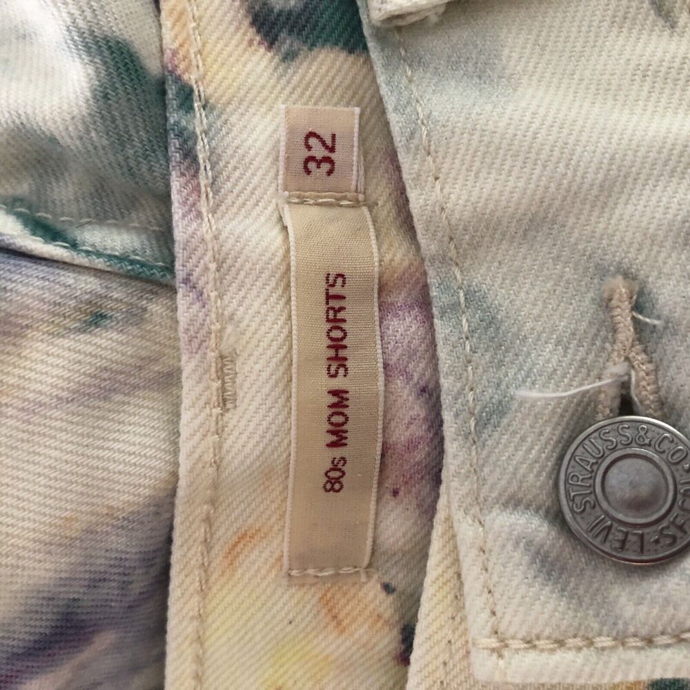 Levi's 80’s Mom Shorts White Tie Dye 100% cotton pockets denim multicolor #R37 - Picture 8 of 12